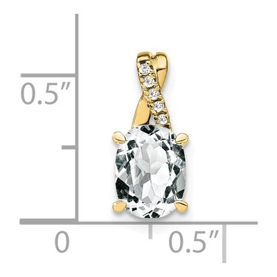 10K Yellow Gold White Topaz & Diamond Oval Pendant – view 2