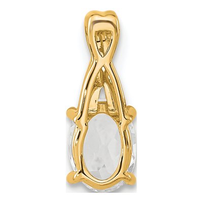 14K Yellow Gold White Topaz & Diamond Oval April Pendant – view 3