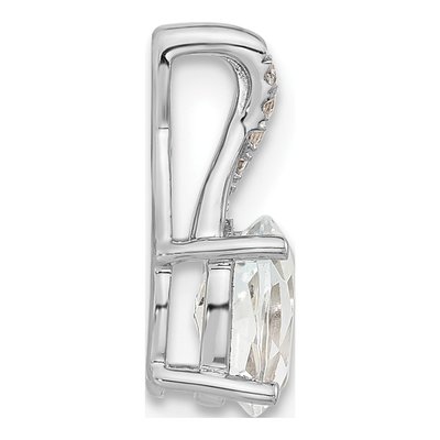 14K White Gold White Topaz & Diamond April Birthstone Pendant – view 2
