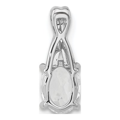 14K White Gold White Topaz & Diamond April Birthstone Pendant – view 3