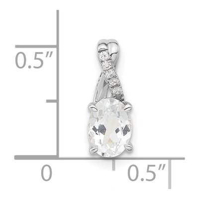 14K White Gold White Topaz & Diamond April Birthstone Pendant – view 4