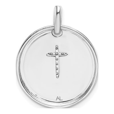 14K White Gold 1/20 ct tw Diamond Cross Faith Pendant – view 4