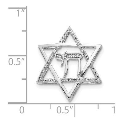 14K White Gold 1/10 ct tw Diamond Star of David Chai Slide Pendant – view 5