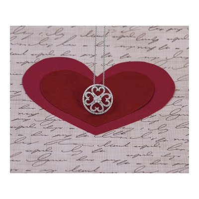 14K White Gold 1/2 ct tw Diamond Hearts Pendant Necklace – view 5