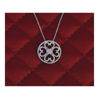 14K White Gold 1/2 ct tw Diamond Hearts Pendant Necklace – view 6