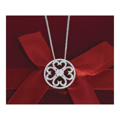 14K White Gold 1/2 ct tw Diamond Hearts Pendant Necklace – view 7