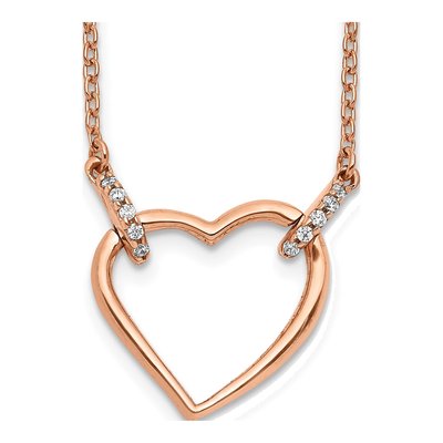 14K Rose Gold 1/20 ct tw Diamond Heart Pendant Necklace