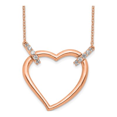 14K Rose Gold 1/4 ct tw Diamond Heart Pendant Necklace