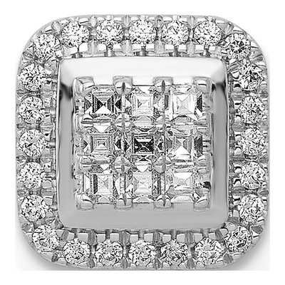 14K White Gold 1/4 ct tw Diamond Square Halo Slide Pendant