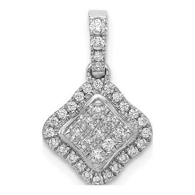 10K White Gold 1/4 ct tw Diamond Cluster Pendant