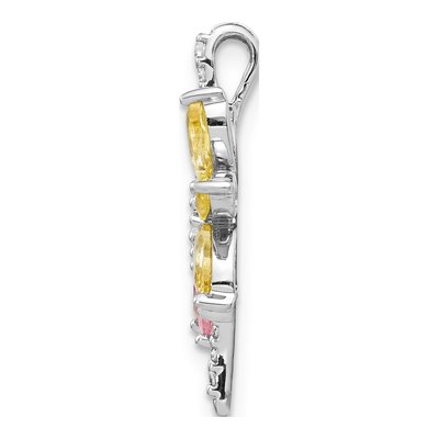 14K White Gold 1/8 ct tw Citrine & Pink Tourmaline Flower Slide Pendant – view 3