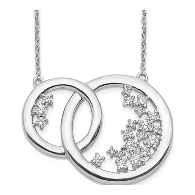 14K White Gold 3/4 ct tw Lab-Grown Diamond Circle Necklace