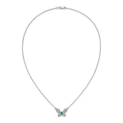 14K White Gold 1/3 ct tw Turquoise & Diamond Butterfly Pendant Necklace – view 5