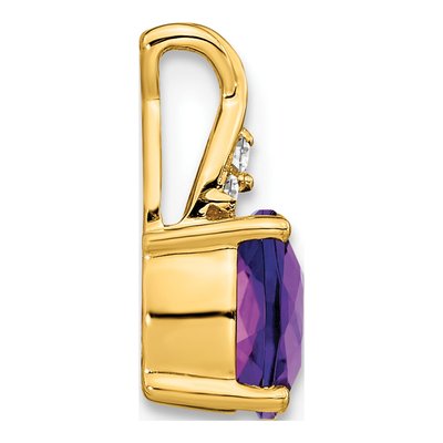 10K Yellow Gold Amethyst & Diamond Cushion Checkerboard February Pendant – view 3