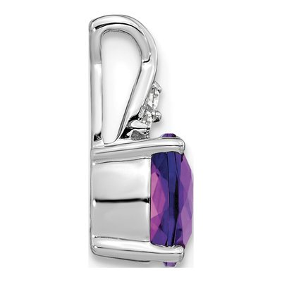 14K White Gold Amethyst & Diamond Cushion Checkerboard February Pendant – view 2