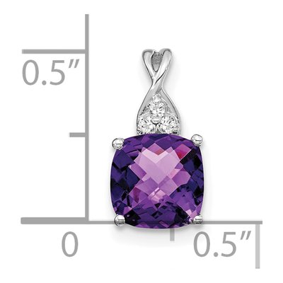 14K White Gold Amethyst & Diamond Cushion Checkerboard February Pendant – view 5