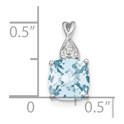 14K White Gold Aquamarine & Diamond Birthstone Pendant – view 2