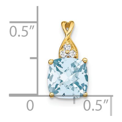 14K Yellow Gold Aquamarine & Diamond March Pendant – view 2