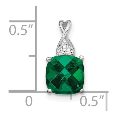14K White Gold Lab-Created Emerald & Diamond May Birthstone Pendant – view 2