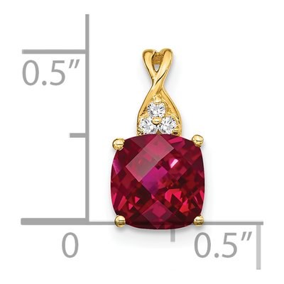 14K Yellow Gold Lab-Created Ruby & Diamond July Birthstone Pendant – view 2
