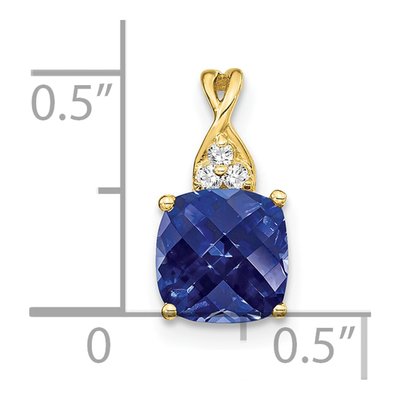 10K Yellow Gold Lab-Created Sapphire & Diamond September Pendant – view 3