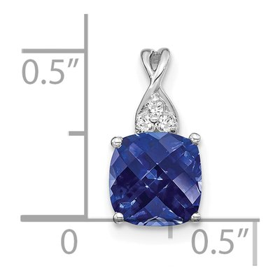 14K White Gold Lab-Created Sapphire & Diamond September Pendant – view 2