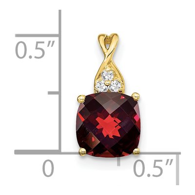 10K Yellow Gold Garnet & Diamond January Pendant – view 3