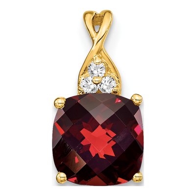 10K Yellow Gold Garnet & Diamond January Pendant