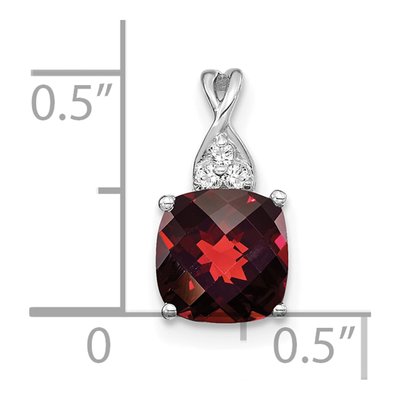 14K White Gold Garnet & Diamond January Pendant – view 2