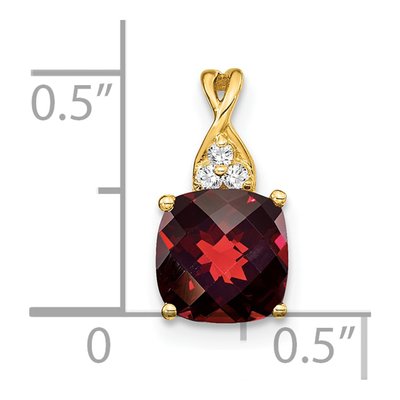 14K Yellow Gold Garnet & Diamond Cushion Checkerboard January Pendant – view 2