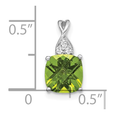 14K White Gold Peridot & Diamond Birthstone Pendant – view 2