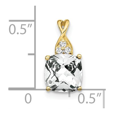 10K Yellow Gold White Topaz & Diamond April Birthstone Pendant – view 2