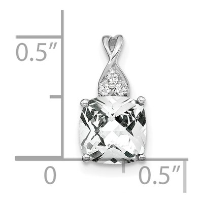 14K White Gold White Topaz & Diamond April Birthstone Pendant – view 2