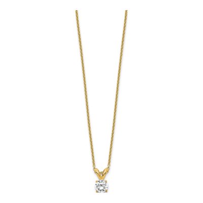 14K Yellow Gold 1/4 ct tw Lab-Grown Diamond Certified Round Four Prong Solitaire Necklace – view 3
