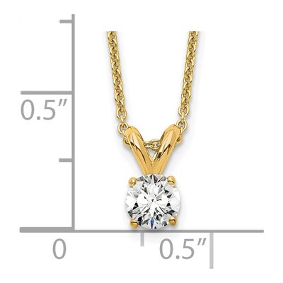 14K Yellow Gold 1/4 ct tw Lab-Grown Diamond Certified Round Four Prong Solitaire Necklace – view 4