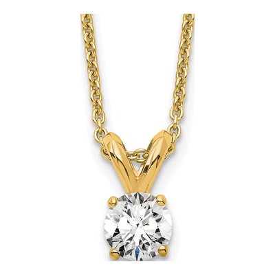 14K Yellow Gold 1/4 ct tw Lab-Grown Diamond Certified Round Four Prong Solitaire Necklace