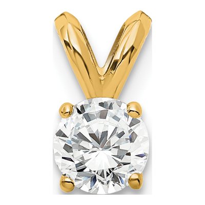 14K Yellow Gold 1/4 ct tw Lab-Grown Diamond Certified Round Four Prong Solitaire Pendant
