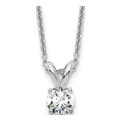 14K White Gold 1/4 ct tw Lab-Grown Diamond Certified Round Four Prong Solitaire Necklace
