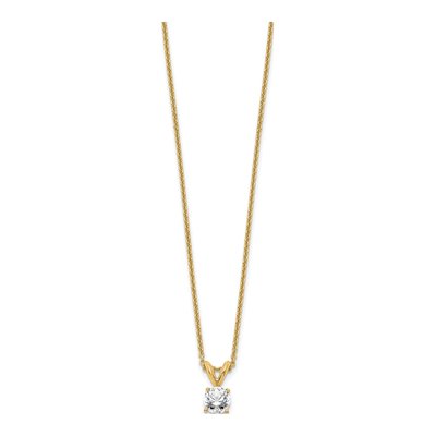 14K Yellow Gold 1/3 ct tw Lab-Grown Diamond Certified Round Four Prong Solitaire Necklace – view 3