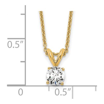 14K Yellow Gold 1/3 ct tw Lab-Grown Diamond Certified Round Four Prong Solitaire Necklace – view 4