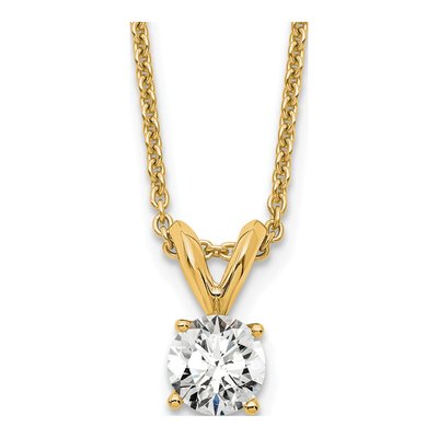 14K Yellow Gold 1/3 ct tw Lab-Grown Diamond Certified Round Four Prong Solitaire Necklace