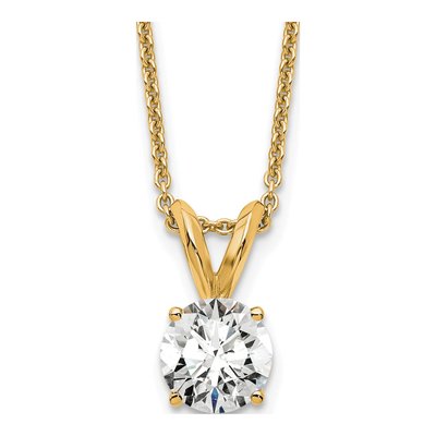 14K Yellow Gold 1/2 ct tw Lab-Grown Diamond Certified Round Four Prong Solitaire Necklace