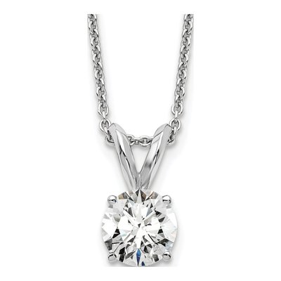 14K White Gold 1/2 ct tw Lab-Grown Diamond Certified Round Four Prong Solitaire Necklace