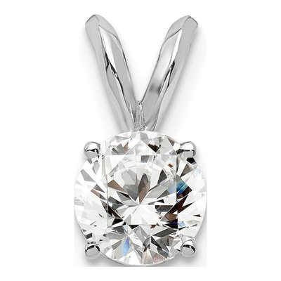 14K White Gold 1/2 ct tw Lab-Grown Diamond Certified Round Four Prong Solitaire Pendant