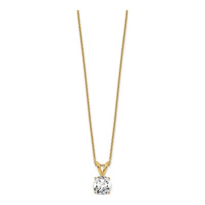 14K Yellow Gold 3/4 ct tw Lab-Grown Diamond Certified Round Four Prong Solitaire Necklace – view 3