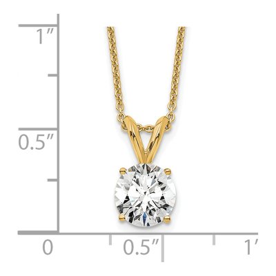 14K Yellow Gold 3/4 ct tw Lab-Grown Diamond Certified Round Four Prong Solitaire Necklace – view 4