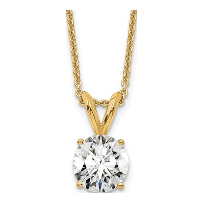 14K Yellow Gold 3/4 ct tw Lab-Grown Diamond Certified Round Four Prong Solitaire Necklace