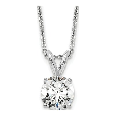 14K White Gold 3/4 ct tw Lab-Grown Diamond Certified Round Four Prong Solitaire Necklace