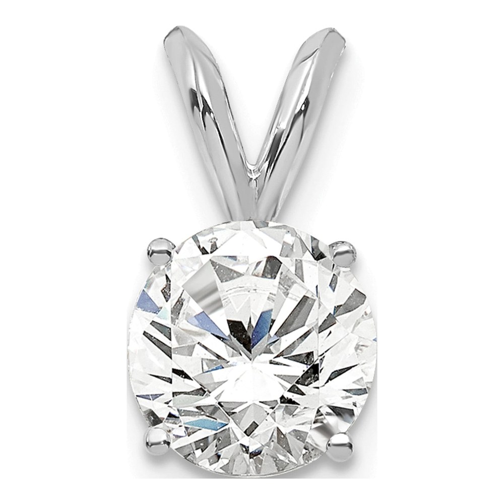 14K White Gold 3/4 ct tw Lab-Grown Diamond Certified Round Four Prong Solitaire Pendant