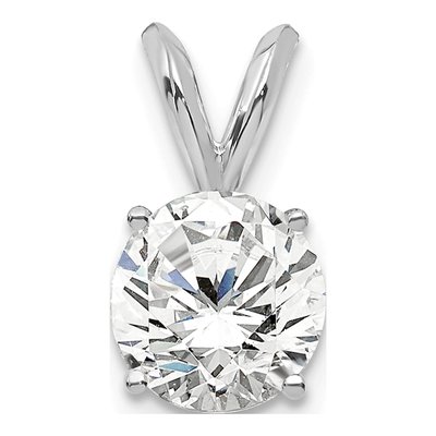 14K White Gold 3/4 ct tw Lab-Grown Diamond Certified Round Four Prong Solitaire Pendant